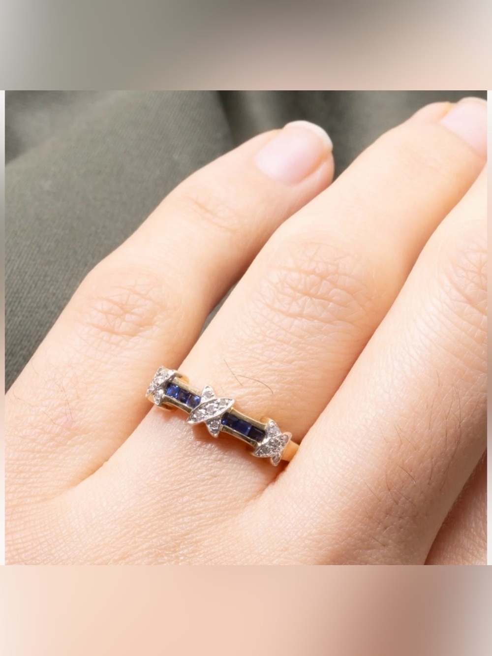 100 ways 9K ring sapphire & diamond channel set πππ€ - Picture 4 of 8